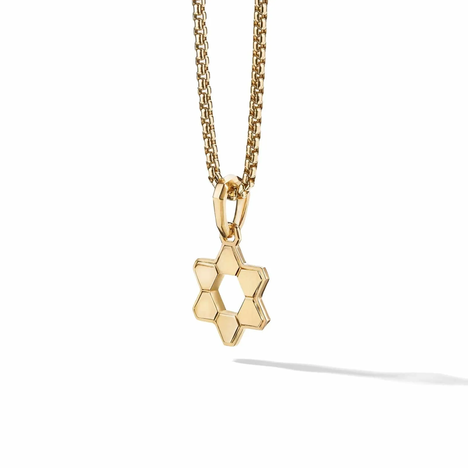 Deco Star of David Pendant in 18K Yellow Gold, 24mm