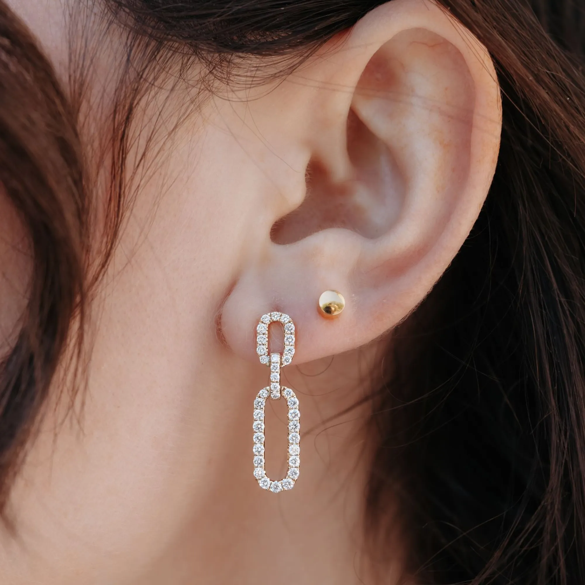 Diamond Paperclip Dangle Earring