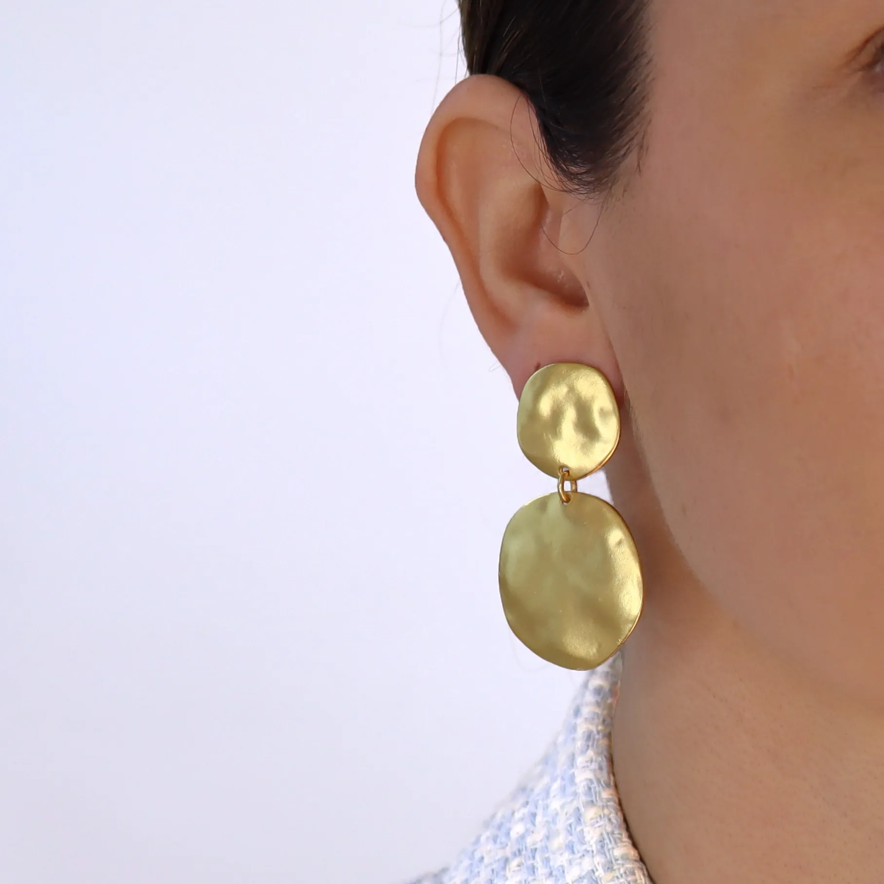 Double disc clip-on earrings