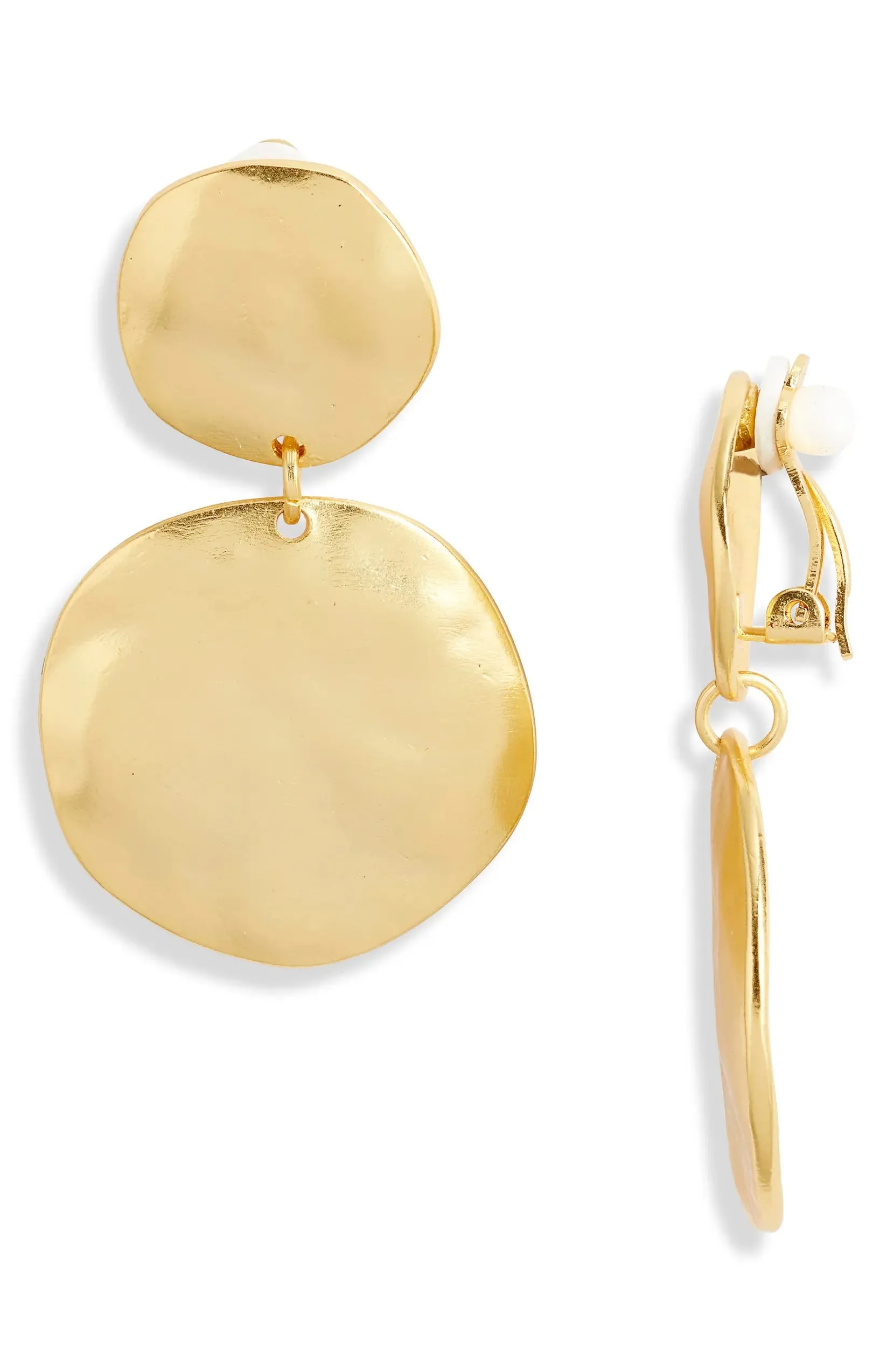 Double disc clip-on earrings