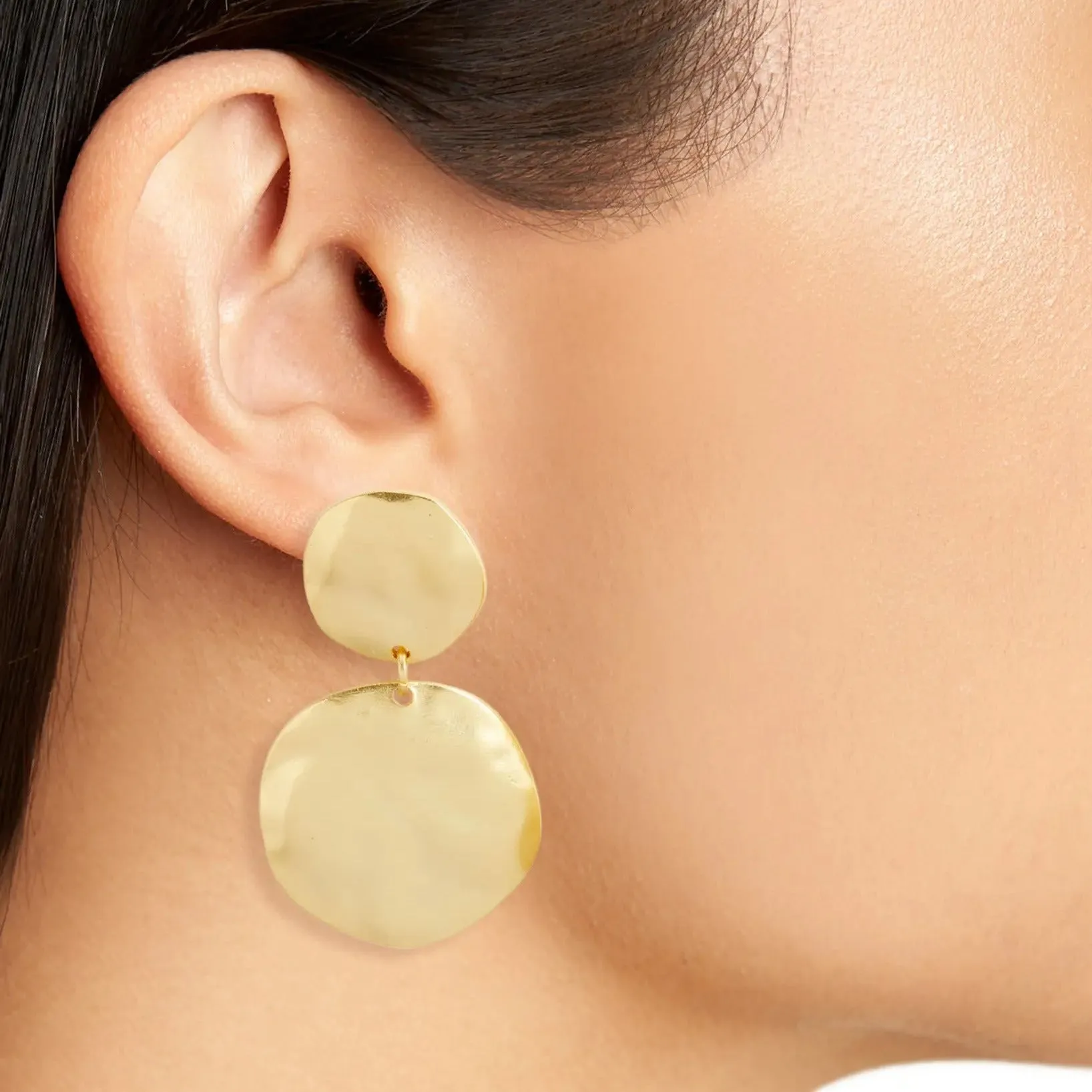 Double disc clip-on earrings