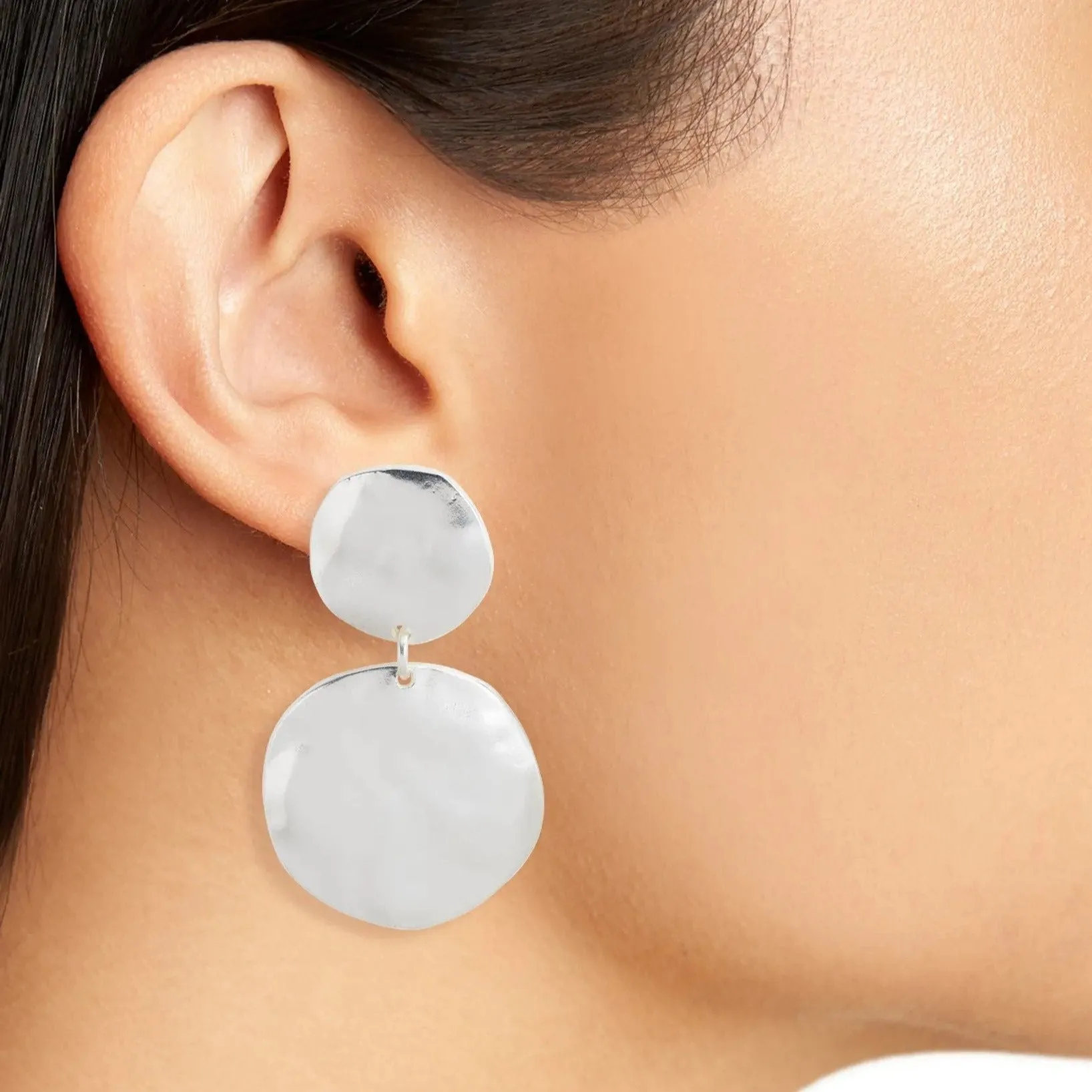 Double disc clip-on earrings