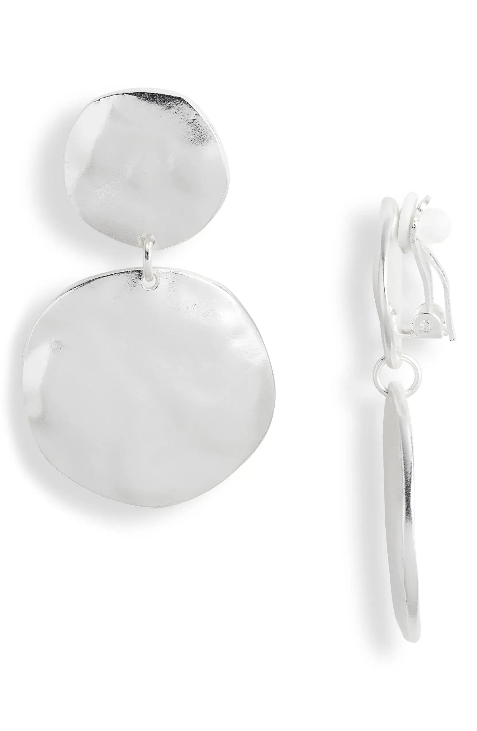 Double disc clip-on earrings