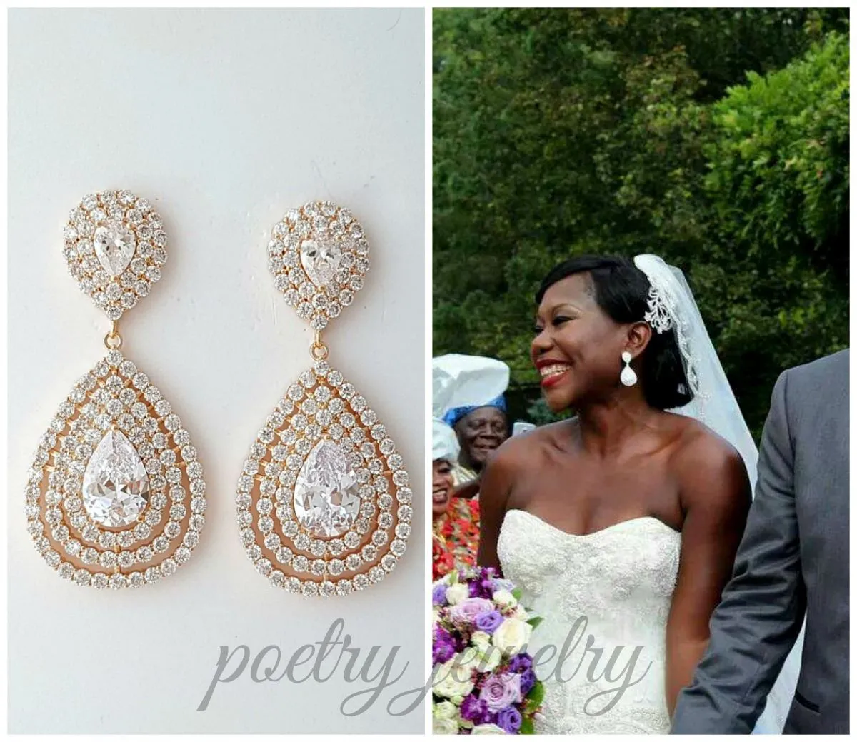 Drop Earrings for Brides Rose Gold-Etta