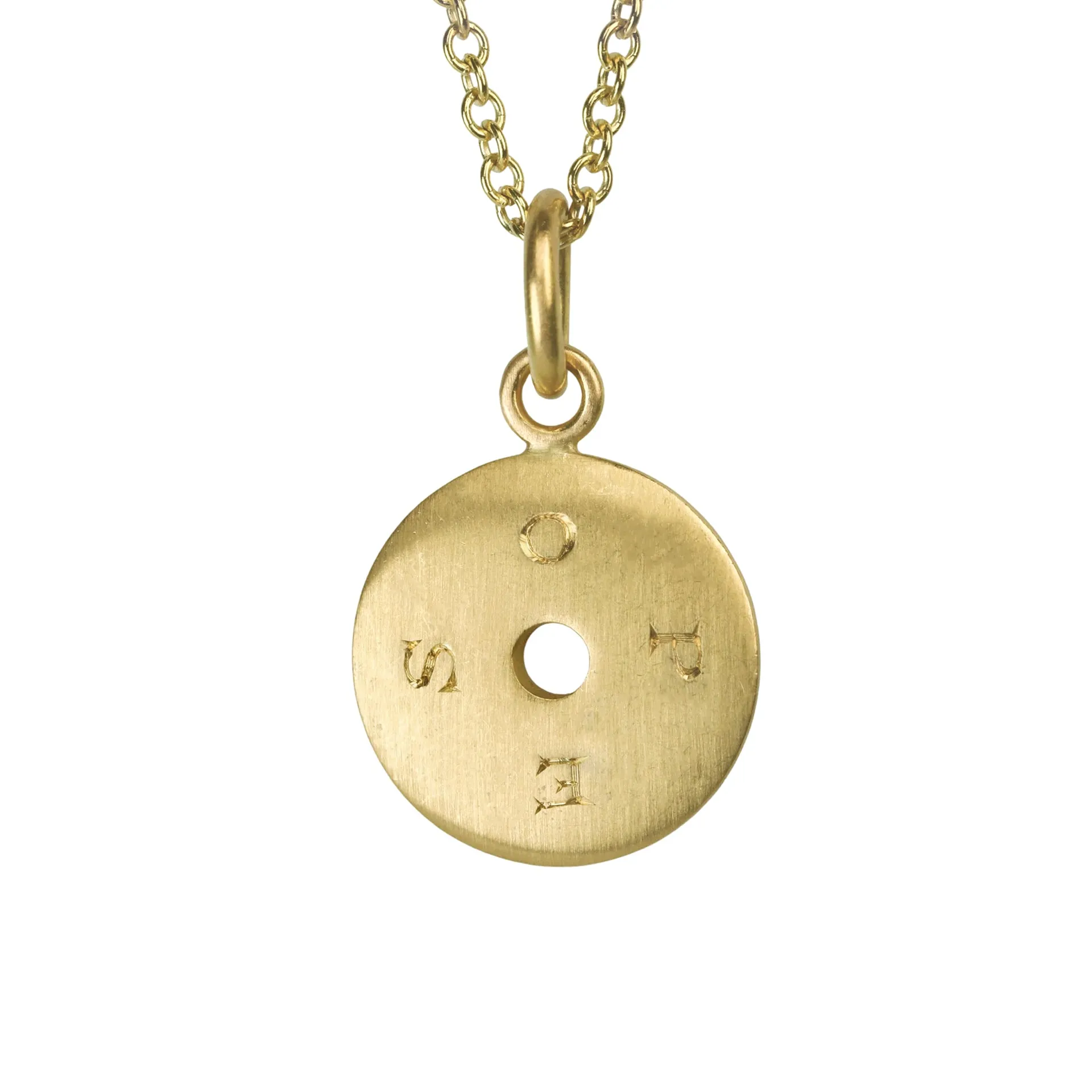 Engraved Opes / Spes Disc Pendant with Open Center