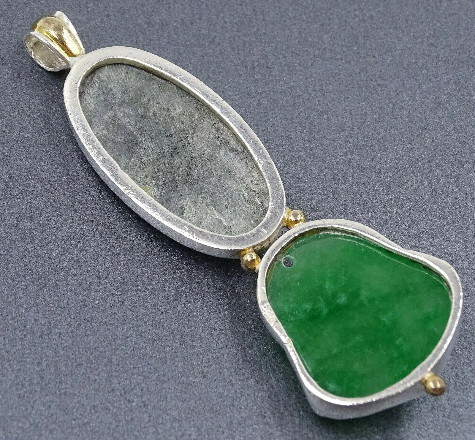 Epidote & Jadeite Buddha 925 Sterling Silver Pendant