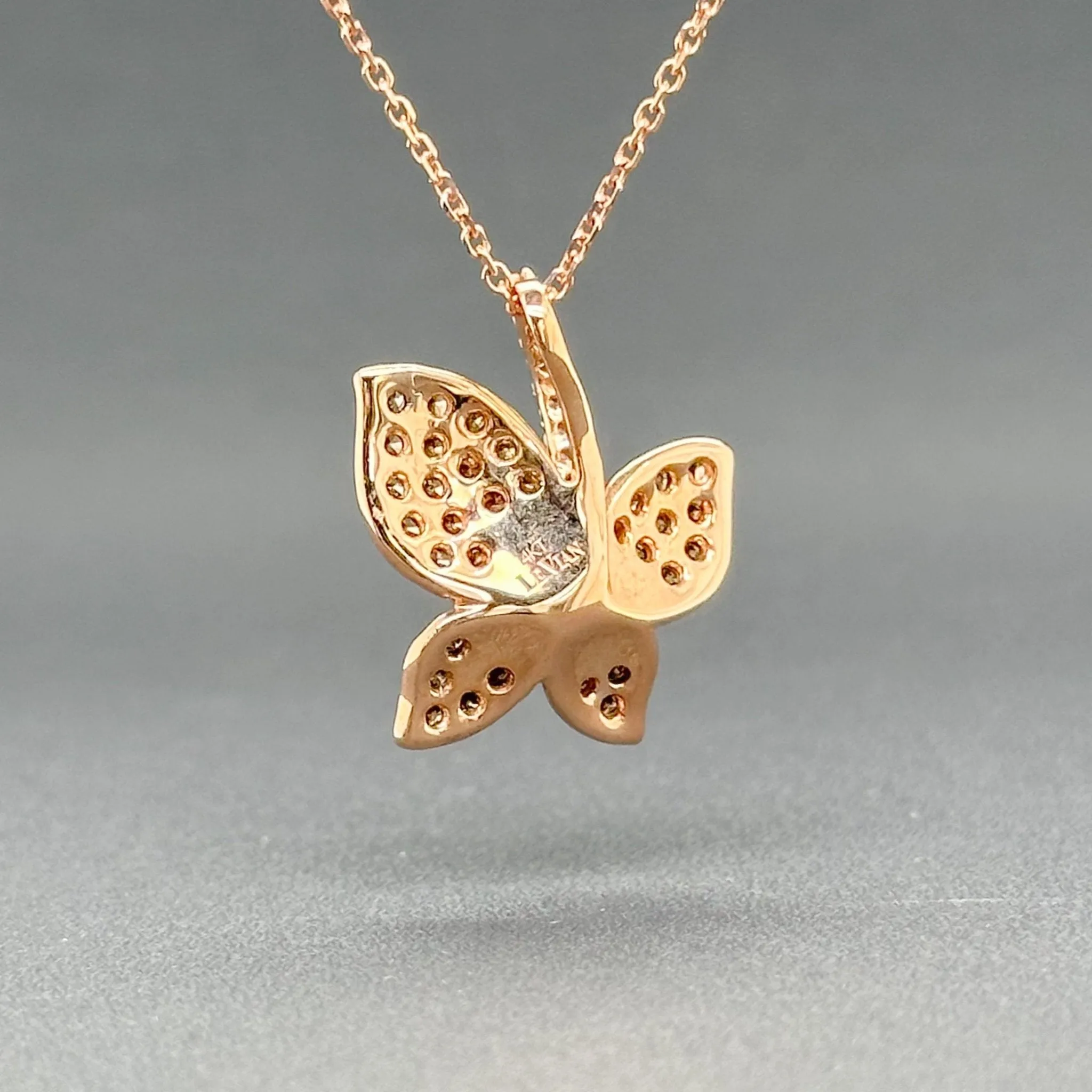 Estate LeVian 14K R Gold 0.74ctw Fancy Brown-G/SI1-2 Diamond Butterfly Pendant