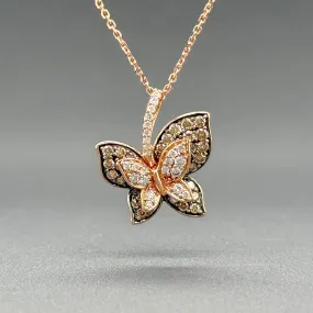 Estate LeVian 14K R Gold 0.74ctw Fancy Brown-G/SI1-2 Diamond Butterfly Pendant