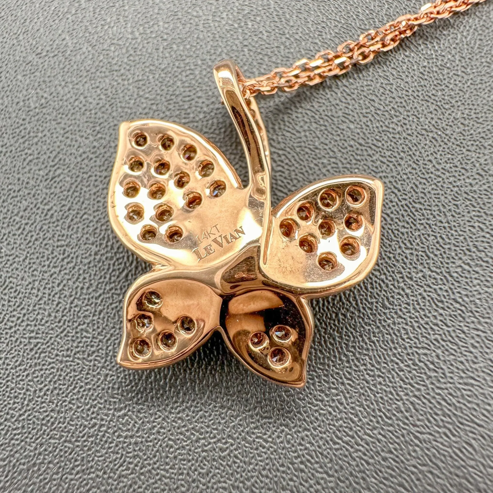 Estate LeVian 14K R Gold 0.74ctw Fancy Brown-G/SI1-2 Diamond Butterfly Pendant