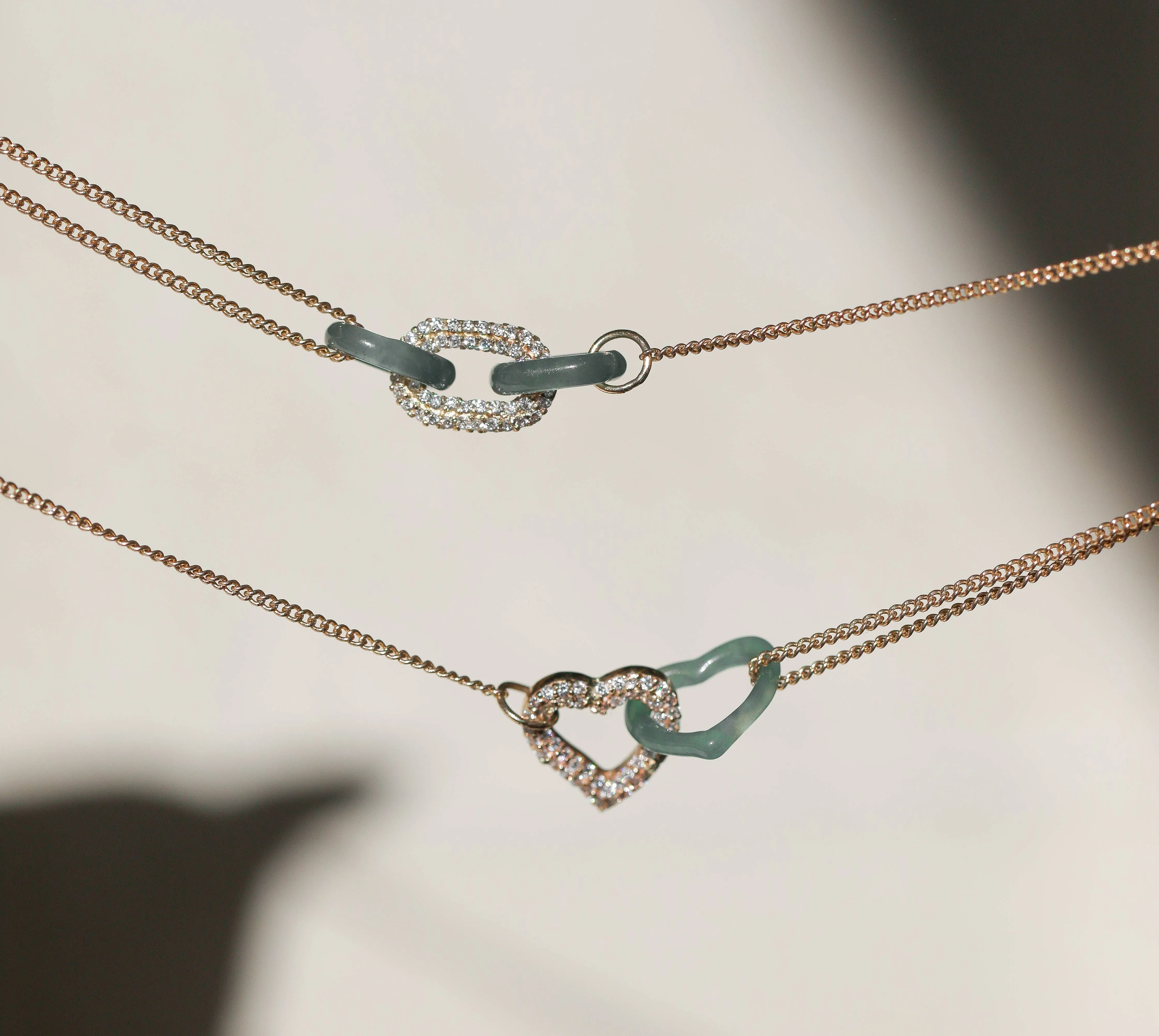 Forever Diamond Link Jade Heart Necklace