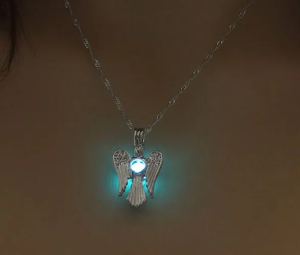 Glow in the Dark Pendant Angel Necklaces - Guardian Angel Necklace - Luminescent Necklace For Girls and Women