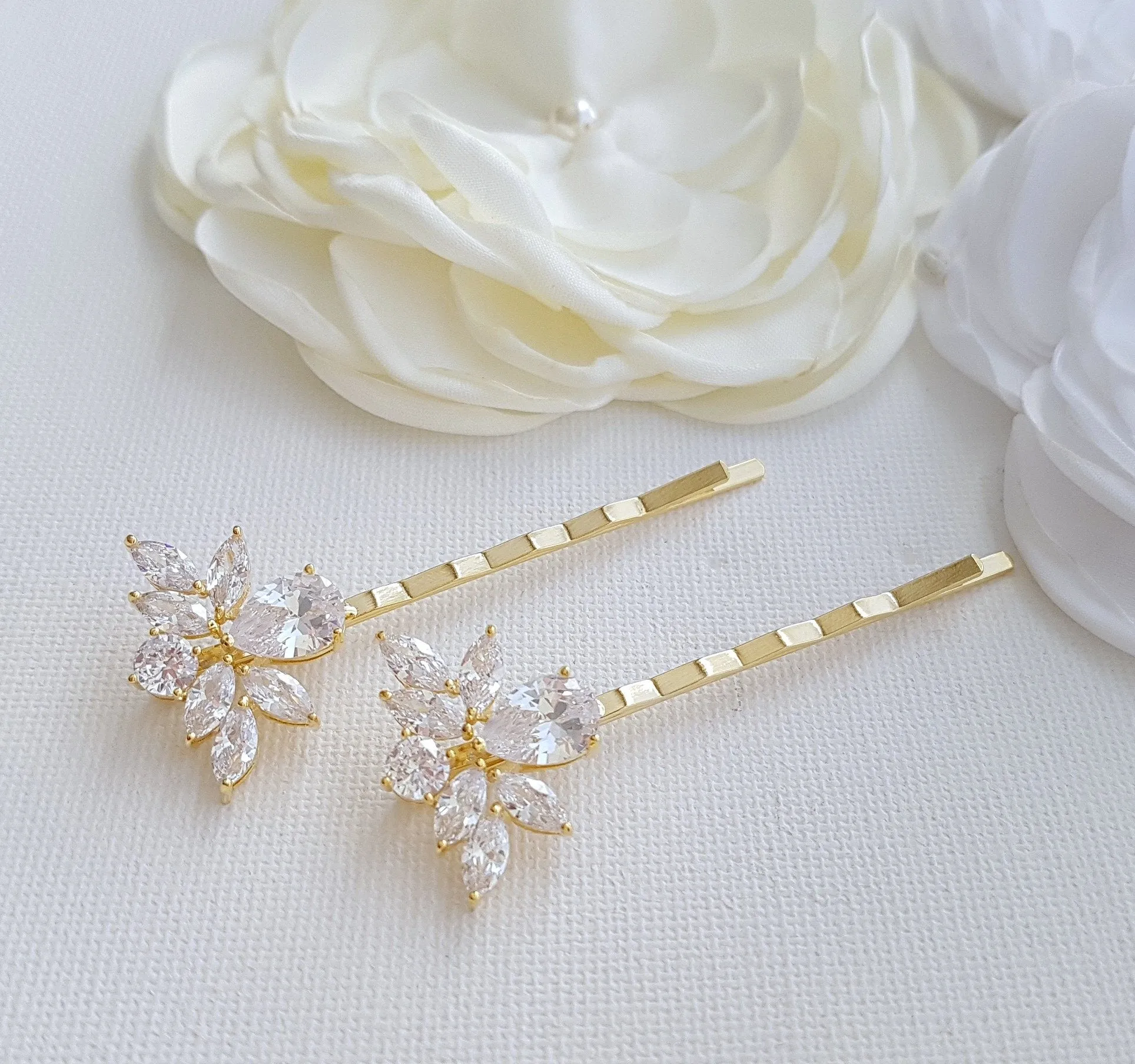 Gold Bridal Crystal Hair Pins- Nicole