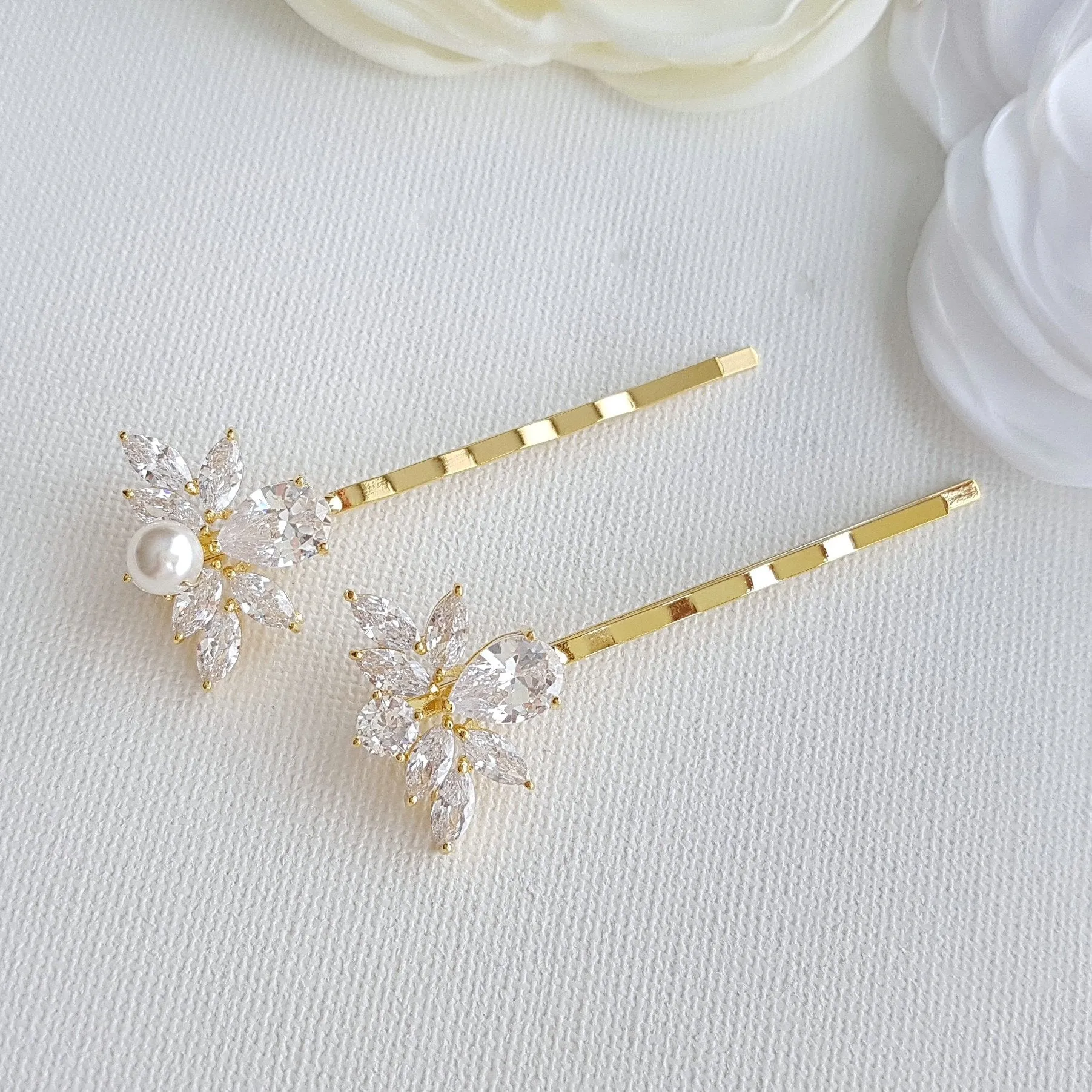 Gold Bridal Crystal Hair Pins- Nicole