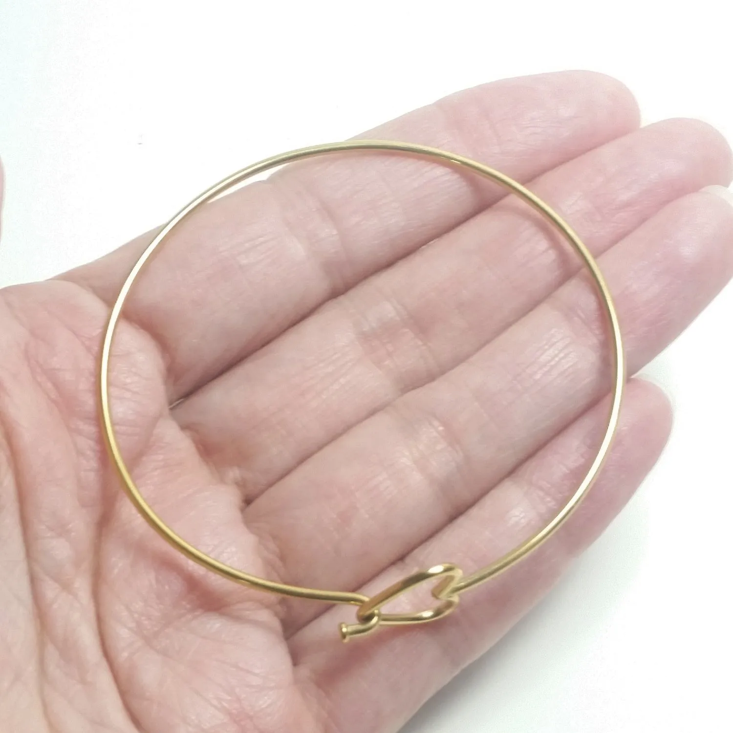 Gold Heart Bangles, Stainless Steel Bracelet Finding, Charm Bracelet Component, 60mm diameter, Lot Size 10, #1805 G