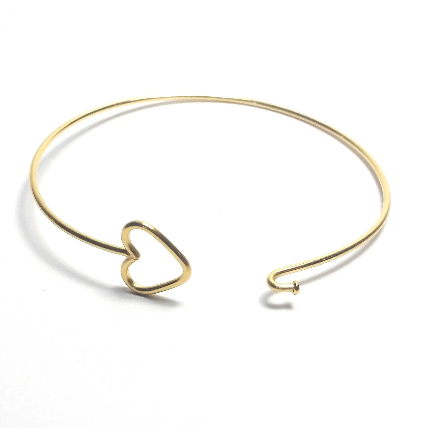 Gold Heart Bangles, Stainless Steel Bracelet Finding, Charm Bracelet Component, 60mm diameter, Lot Size 10, #1805 G