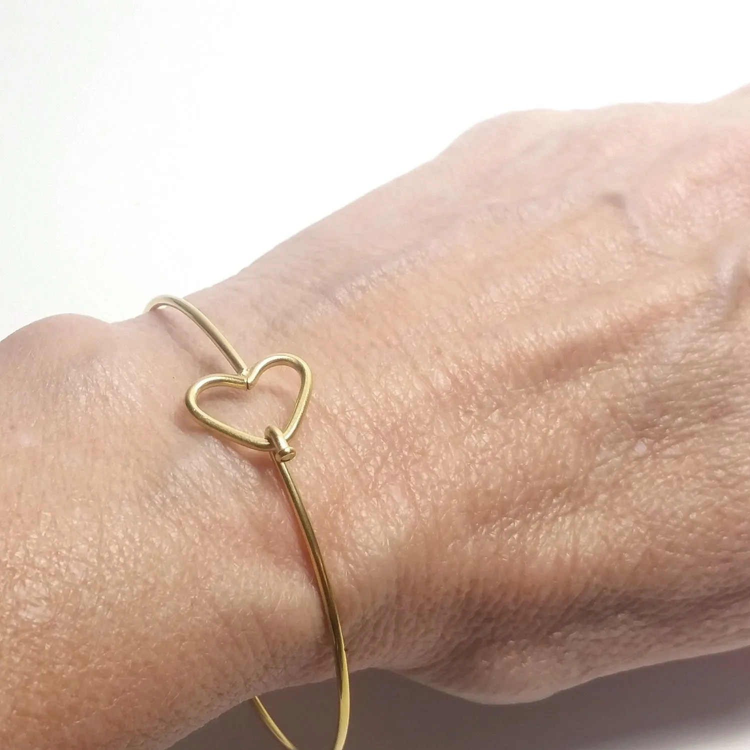 Gold Heart Bangles, Stainless Steel Bracelet Finding, Charm Bracelet Component, 60mm diameter, Lot Size 10, #1805 G