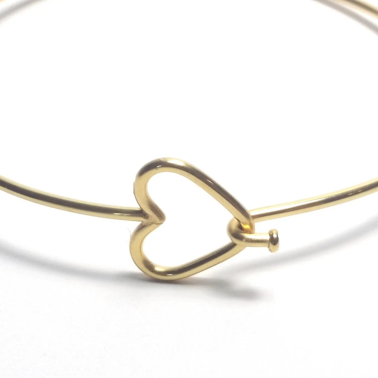 Gold Heart Bangles, Stainless Steel Bracelet Finding, Charm Bracelet Component, 60mm diameter, Lot Size 10, #1805 G