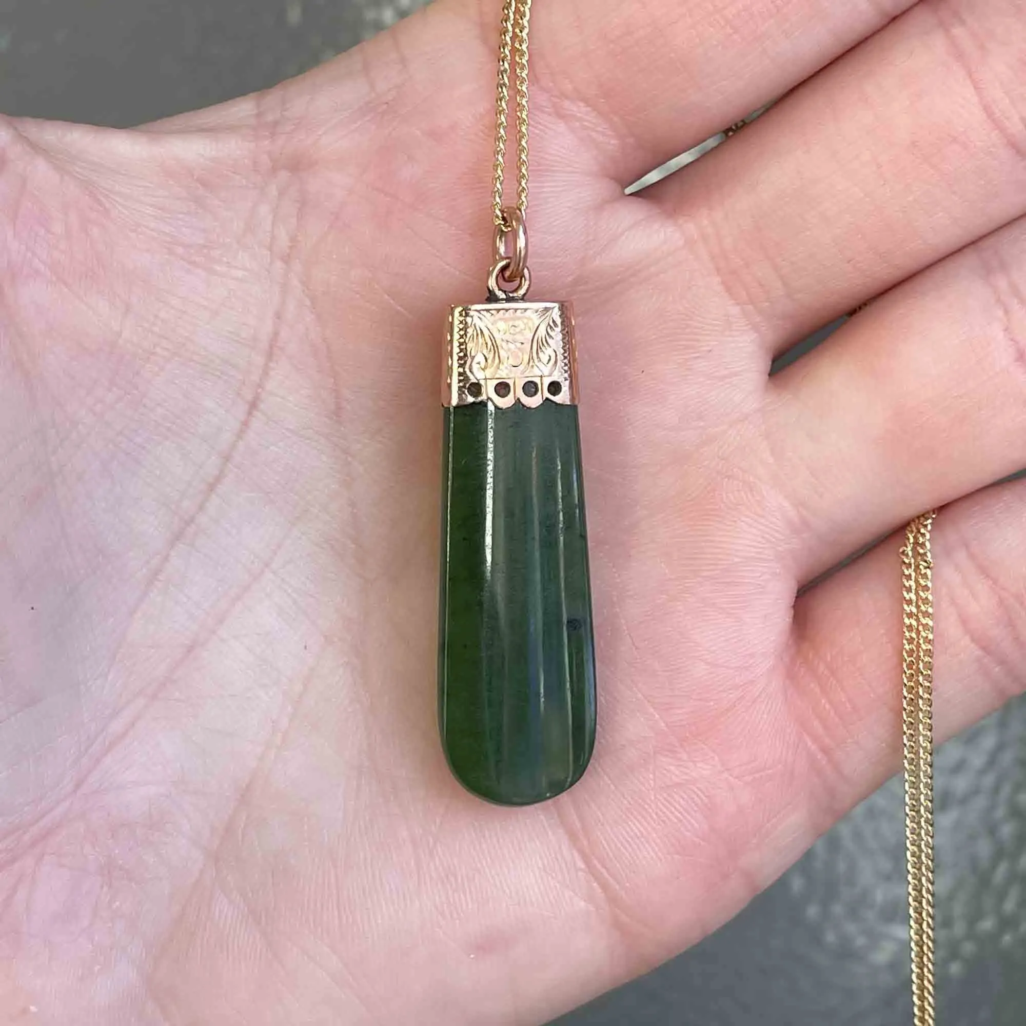 Gold Maori Pounamu New Zealand Jade Pendant Necklace