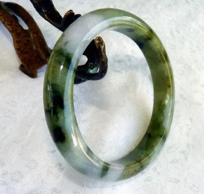 Green and Lavender Burmese Jadeite Bangle Bracelet 61 mm   Certificate (4993)