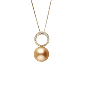 Halo Collection 10.0-11.0 mm Golden South Sea Pearl and Diamond Pendant