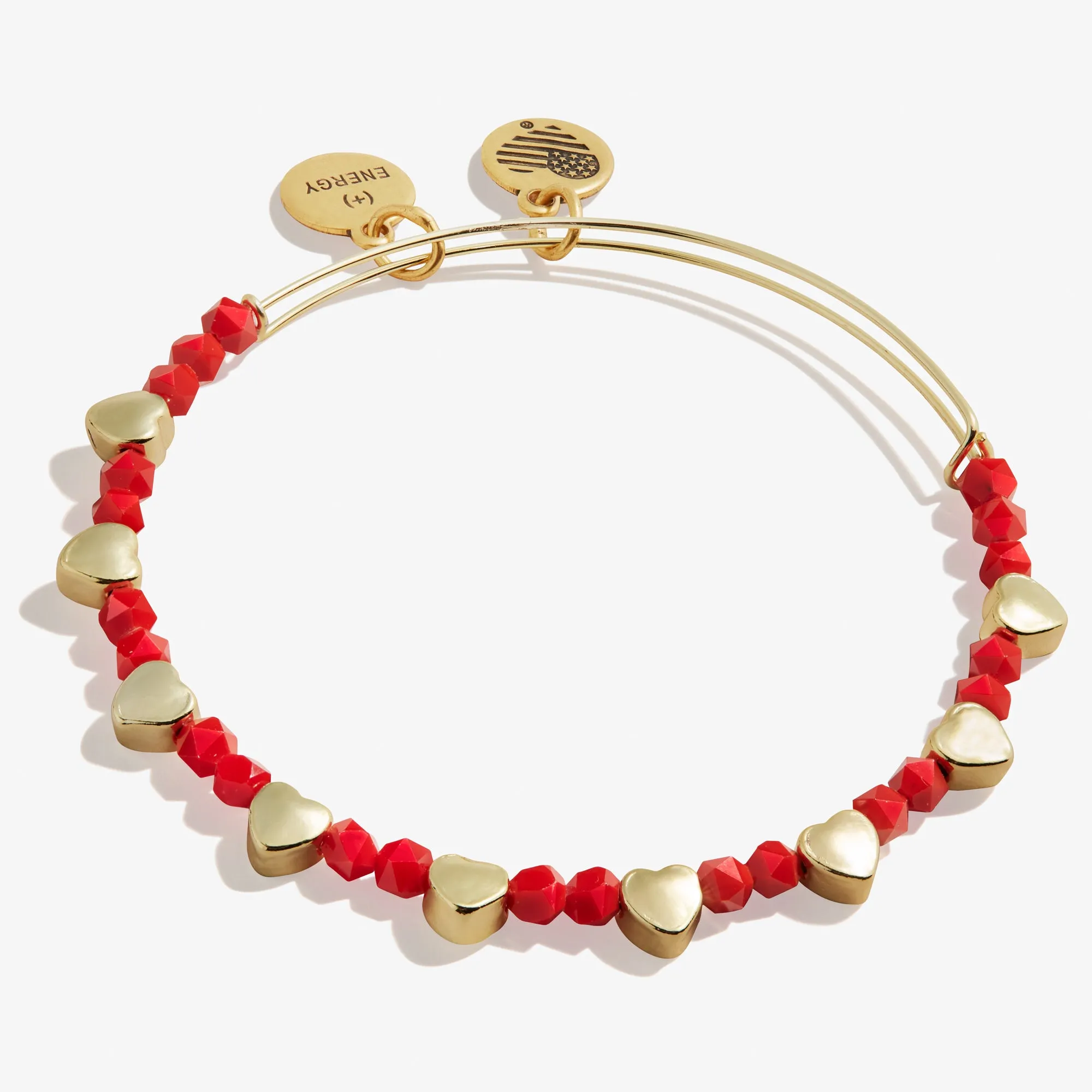 Heart Beaded Bangle, Red