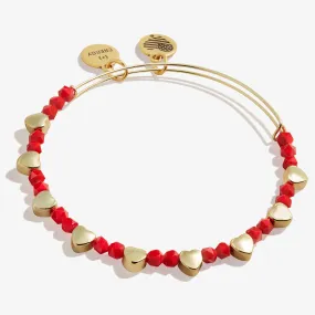 Heart Beaded Bangle, Red