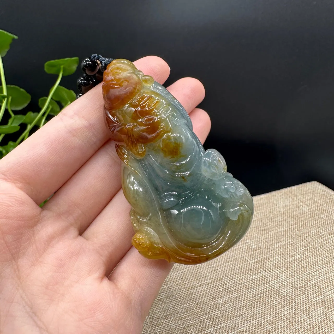 High end Genuine Burmese Jadeite Jade Fishman Pendant