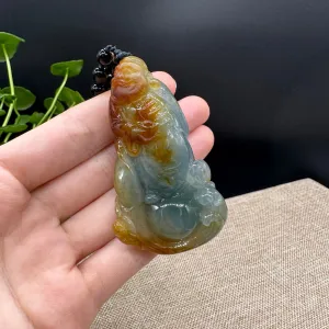 High end Genuine Burmese Jadeite Jade Fishman Pendant