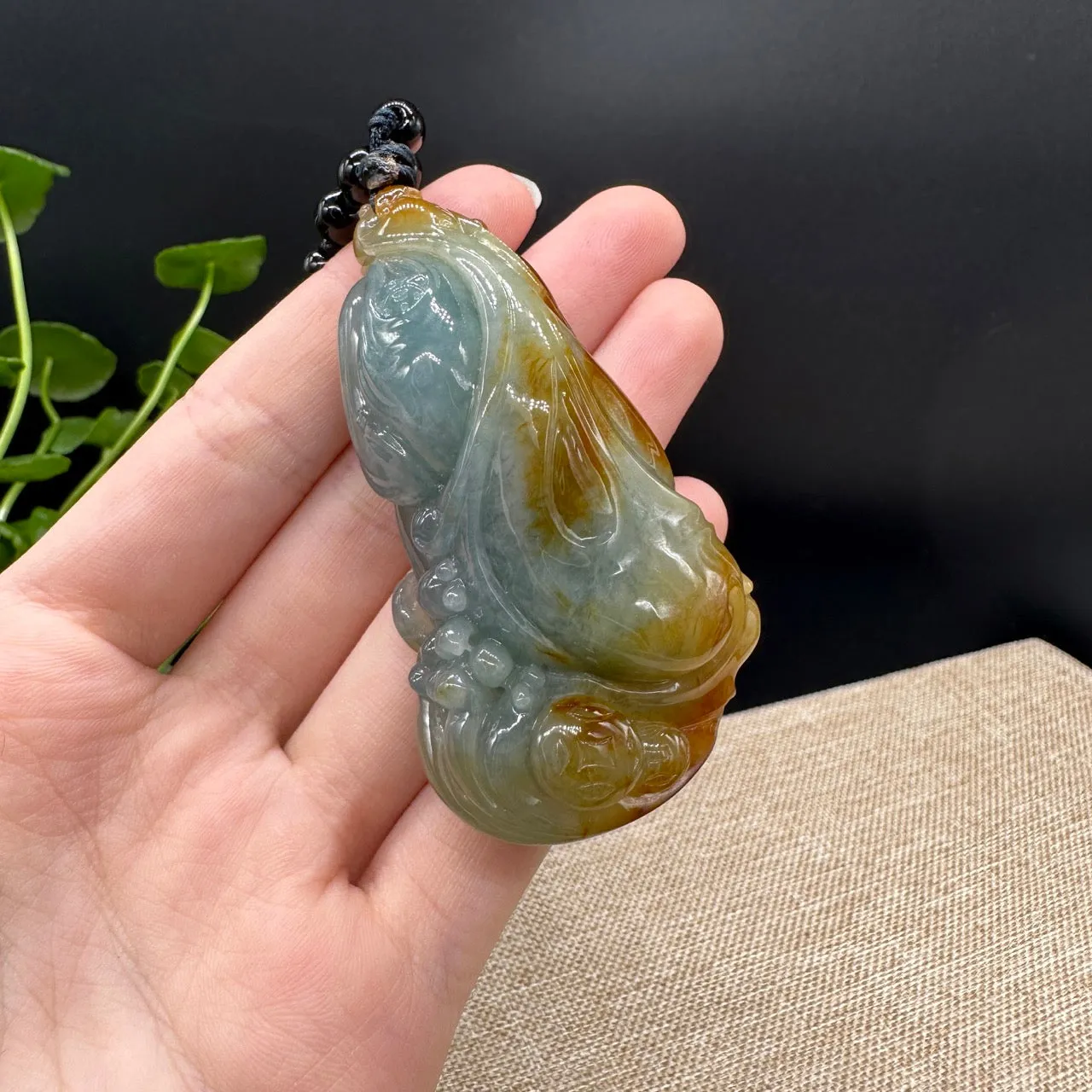 High end Genuine Burmese Jadeite Jade Fishman Pendant