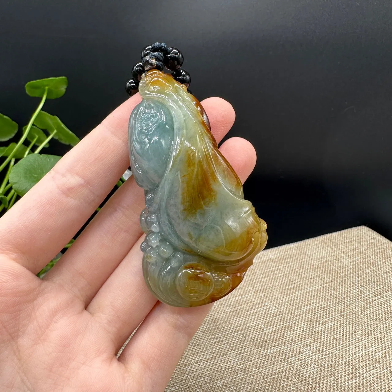 High end Genuine Burmese Jadeite Jade Fishman Pendant