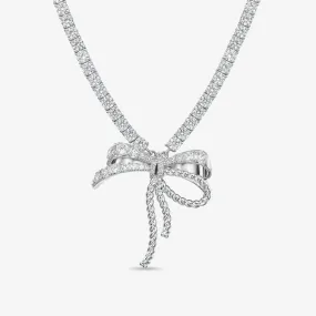 Iced Out Tennis Ribbon Tie Necklace - 5mm