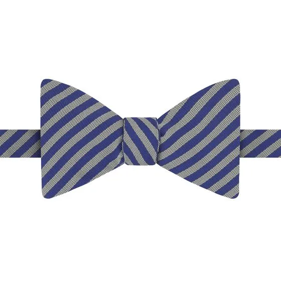 Inner Temple Stripe Blue/Silver Silk Bow Tie