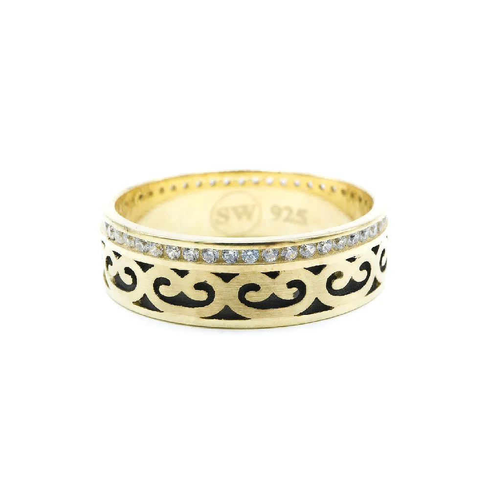 Irish Gold Plated Celtic Design Ring with Cubic Zirconia