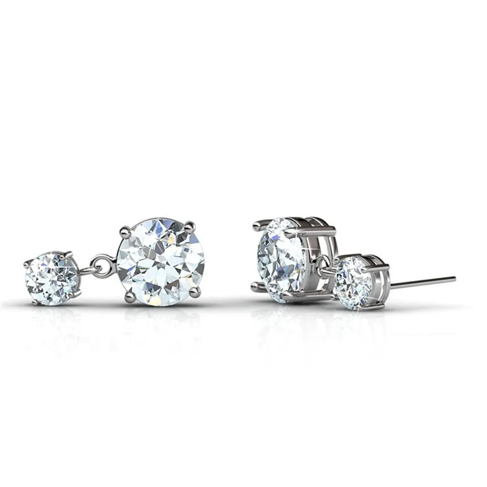 Jasmine “Immortal” 8k White Gold Plated Drop Earrings with Swarovski Crystals