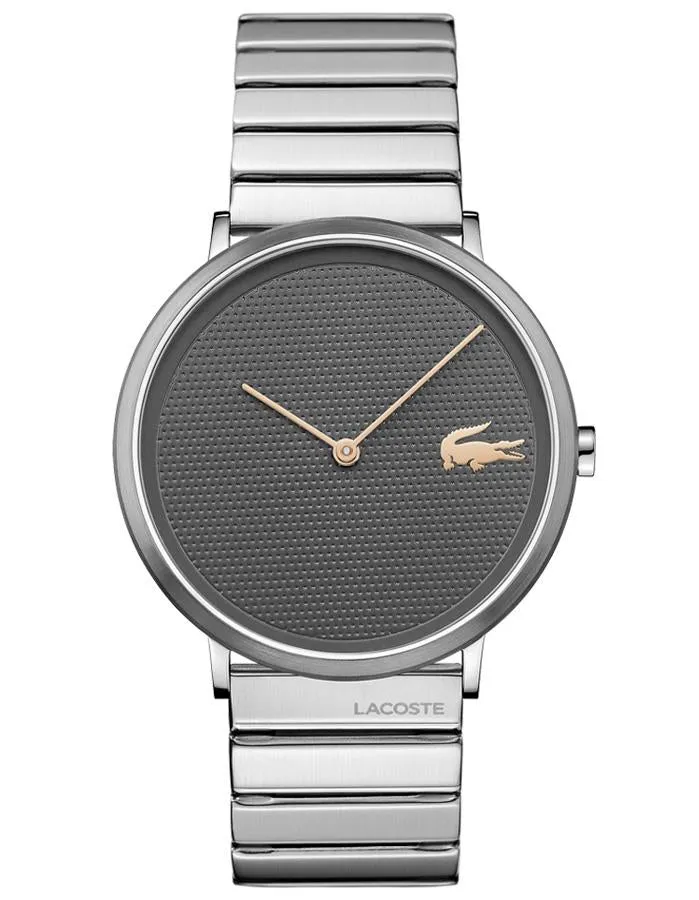 Lacoste Mens Moon Watch - Stainless Steel - Gray Dial -Stainless Steel Bracelet