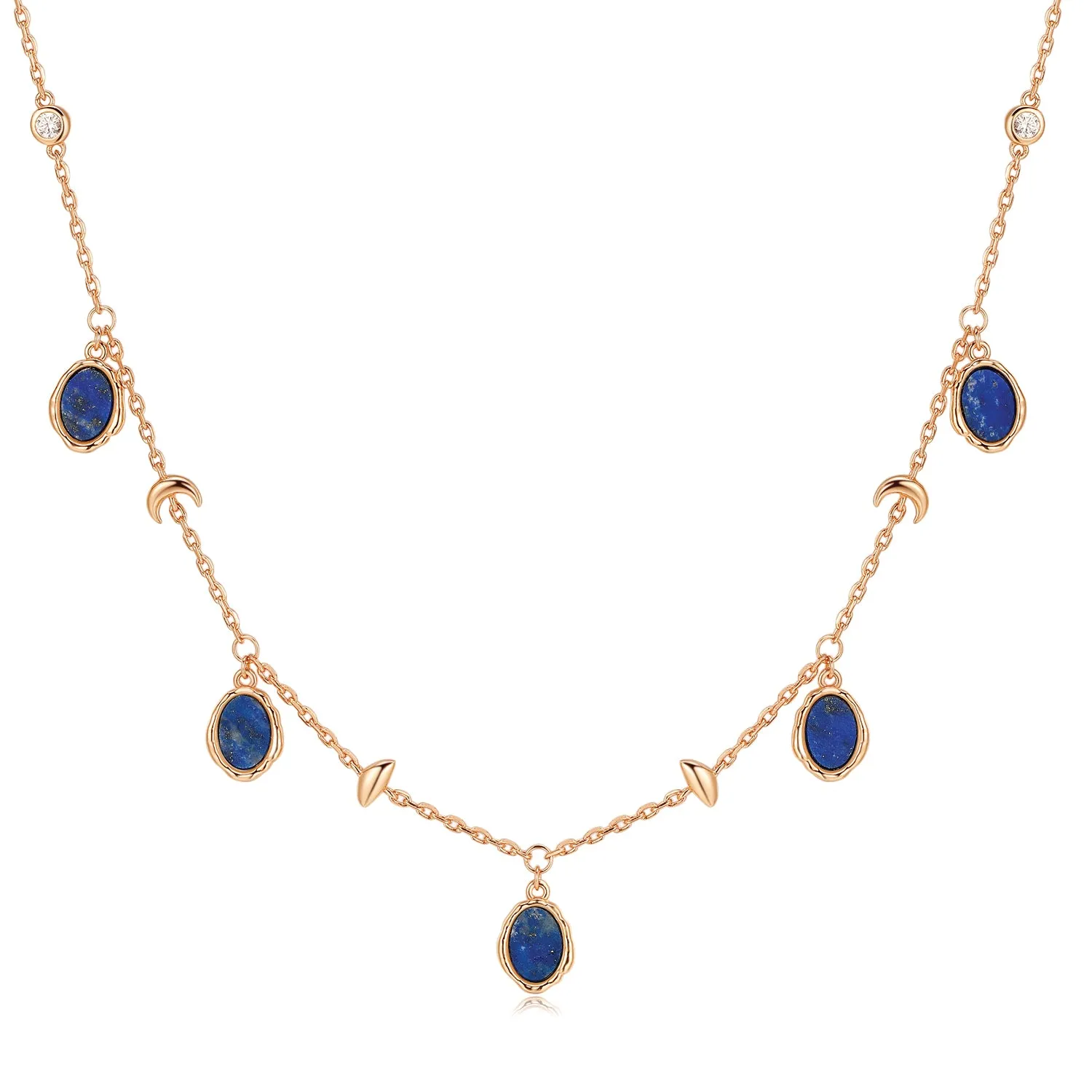 Lapis Gold Choker - Moon Circle