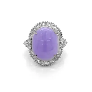 Lavender Jadeite Jade Diamond Platinum Ring