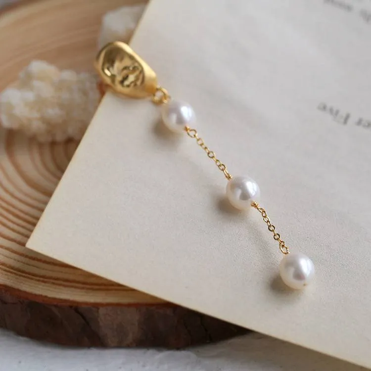 Long Drop Pearl Tassel Earrings