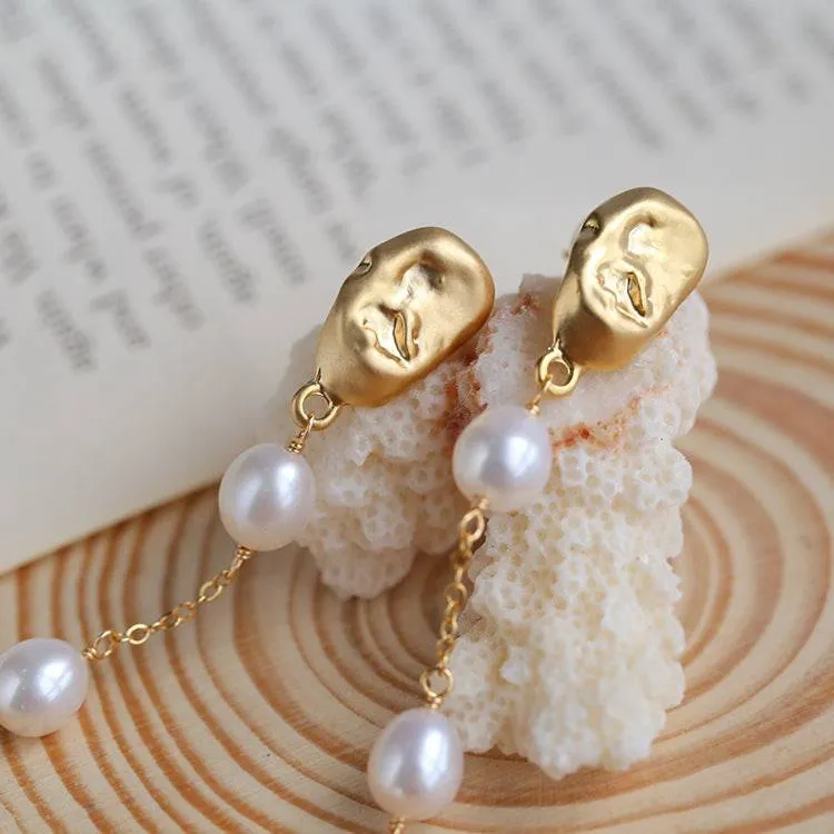 Long Drop Pearl Tassel Earrings