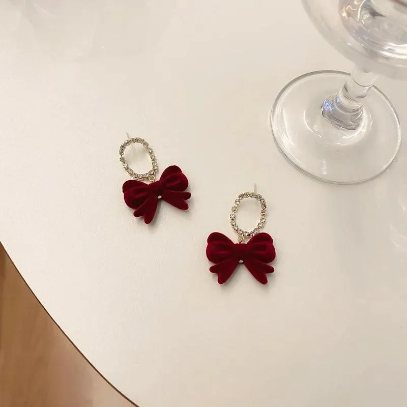 Lovely Velvet Bowknot Drop Earrings Charm Jewelry RB315