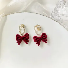 Lovely Velvet Bowknot Drop Earrings Charm Jewelry RB315