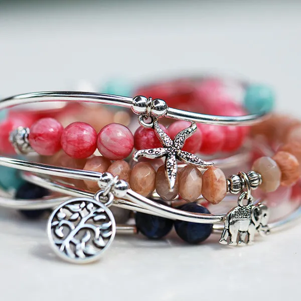 Maine | Bangle Charm Bracelet | Howlite - Calmness