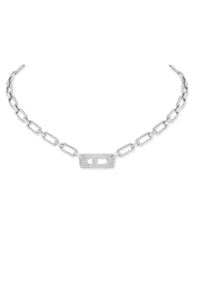 Messika Move Link Full 18KWG Pavé Diamond Chain Necklace