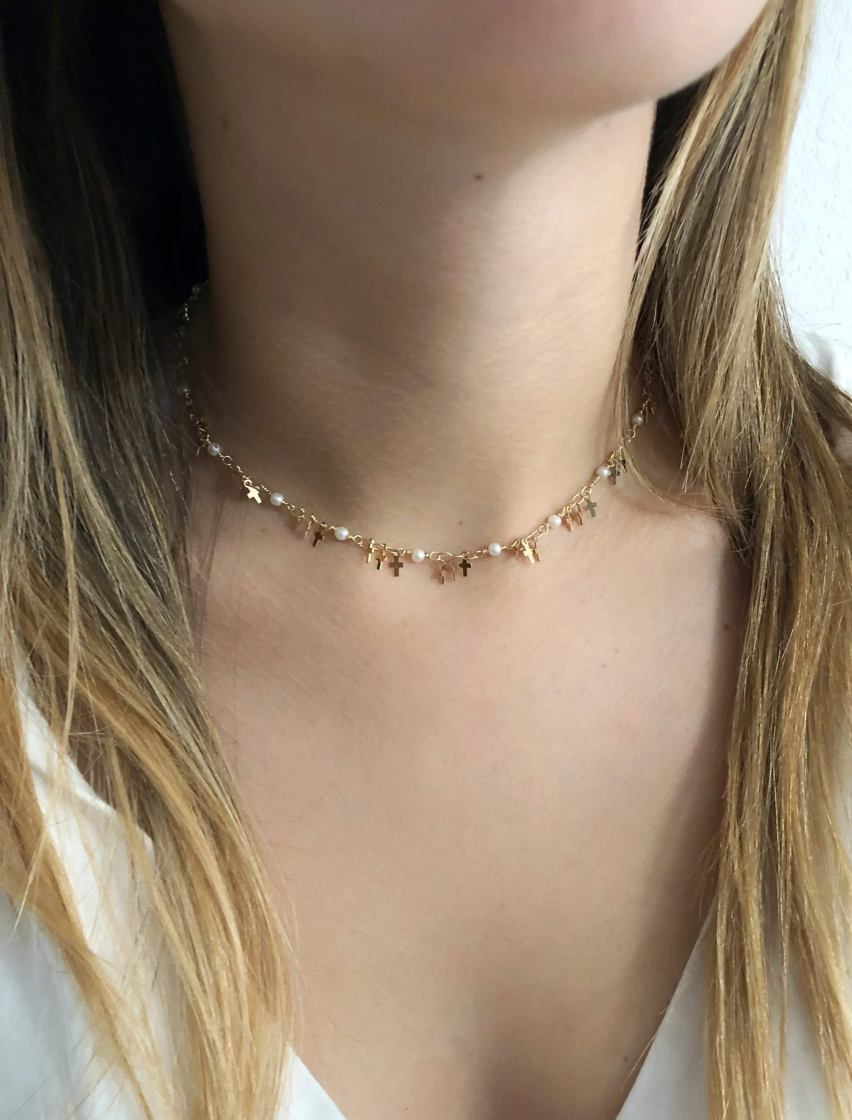 Minimalist Simulated Pearl Dainty Choker Necklace