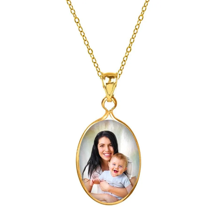 Mother of Pearl Oval Shaped Photo Pendant