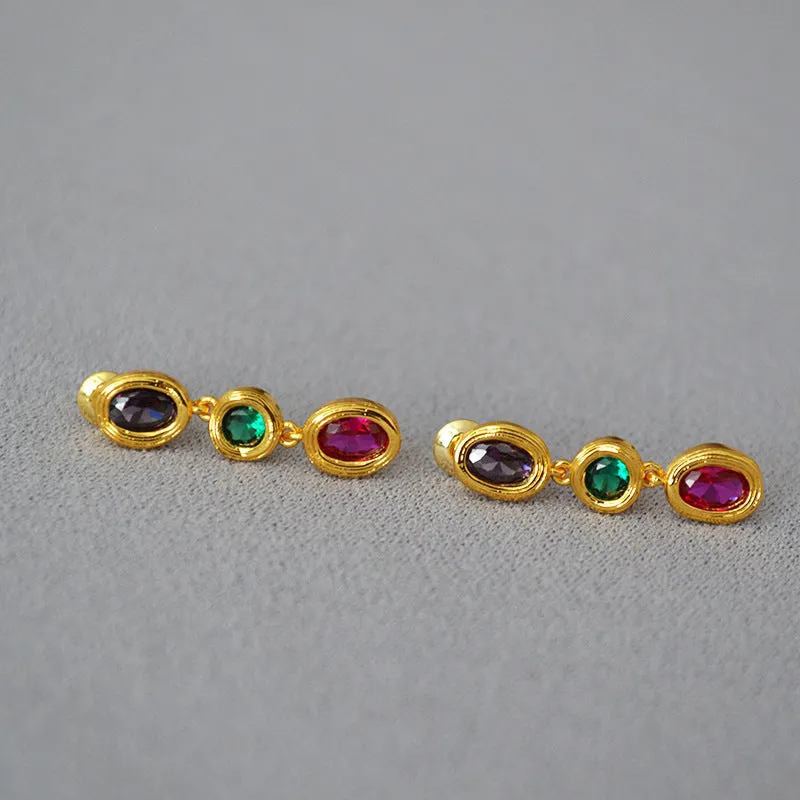 Multicolor Stones Drop Earrings