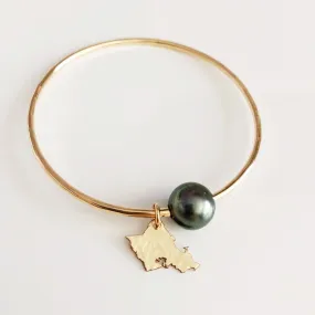 Oahu charm bangle - tahitian pearl (B383)