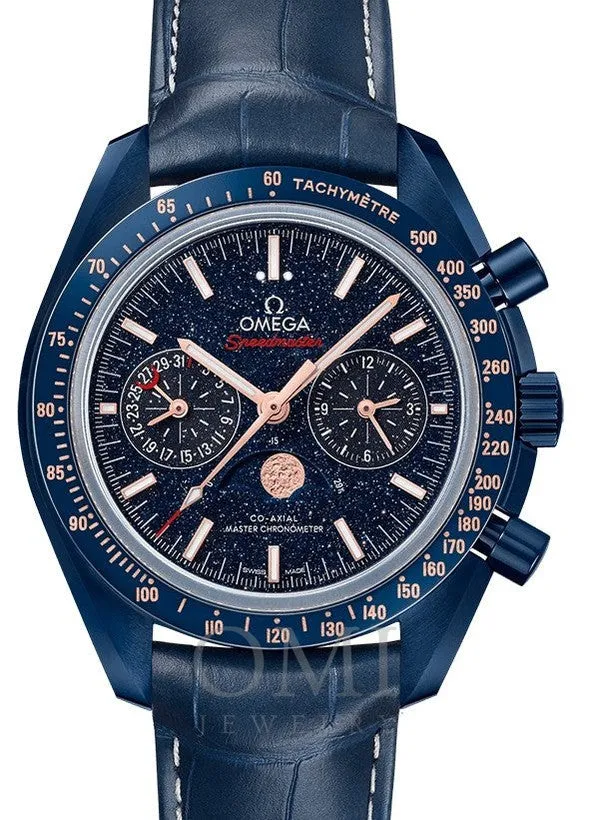 Omega Speedmaster Blue Side of the Moon Mens Watch 304.93.44.52.03.002 With Blue Leather Strap