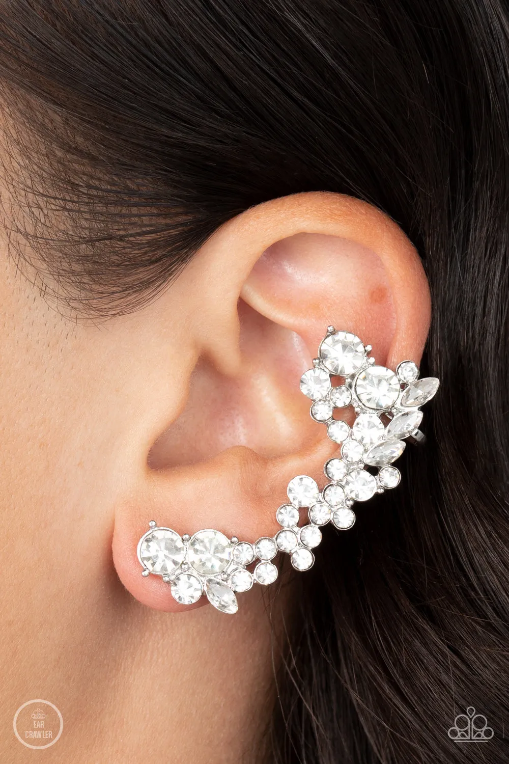 Paparazzi Astronomical Allure - White EarCrawler Earrings