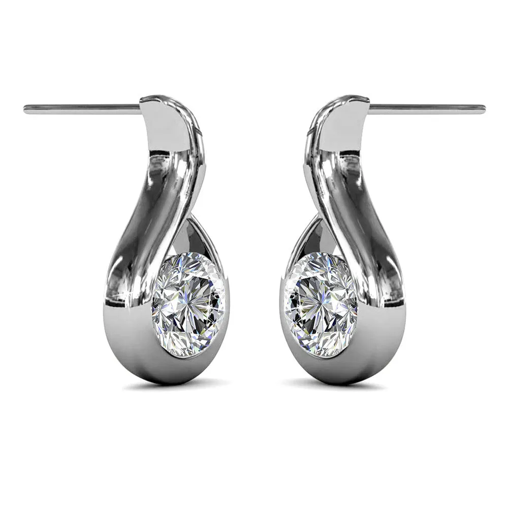 Parker 18k White Gold Plated Crystal Teardrop Stud Earrings